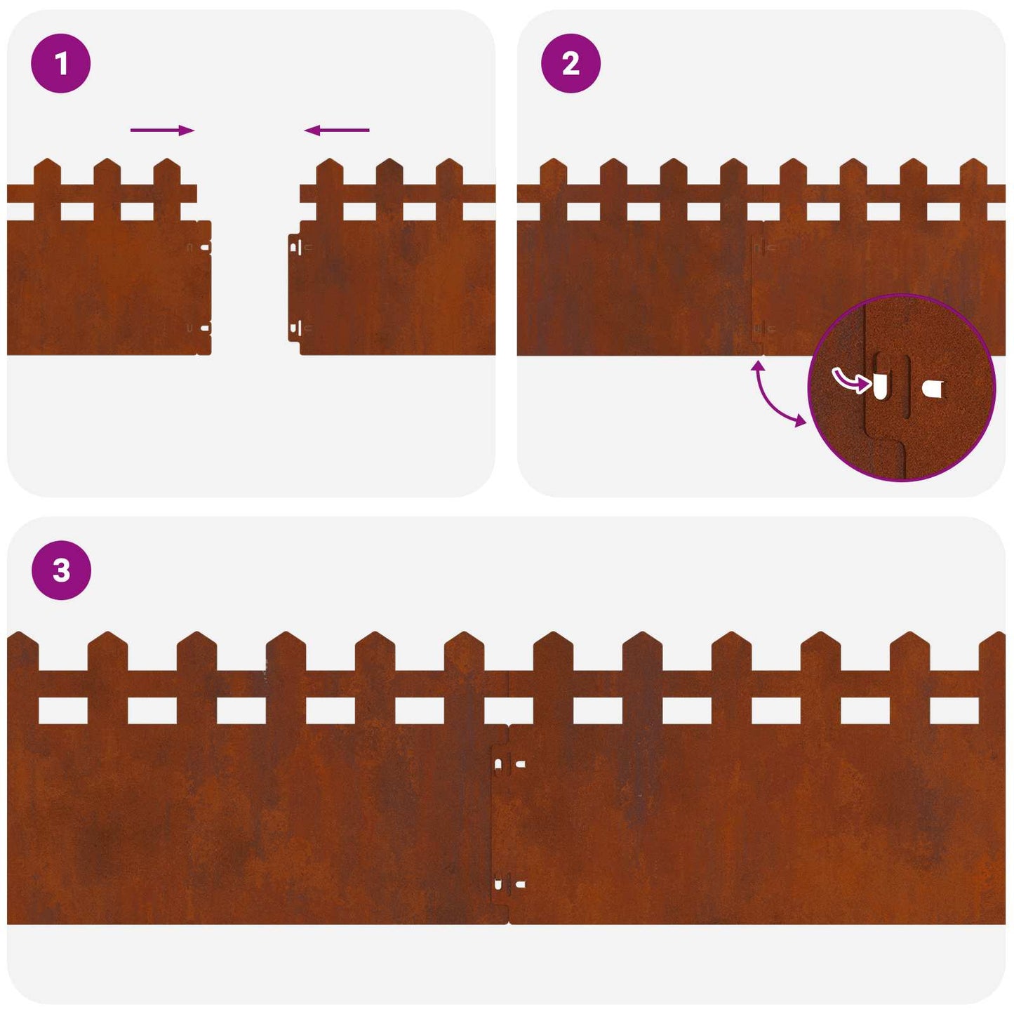 Lawn Edgings 20 pcs 103 x 0.05 x 22 cm Weathering Steel Rusty