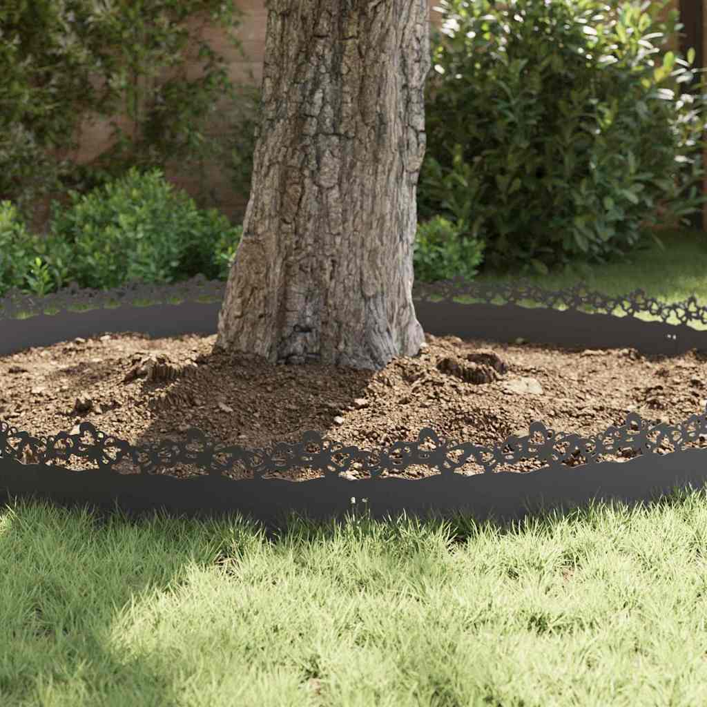 Lawn Edgings 30 pcs Black 103 x 0.05 x 22 cm Steel