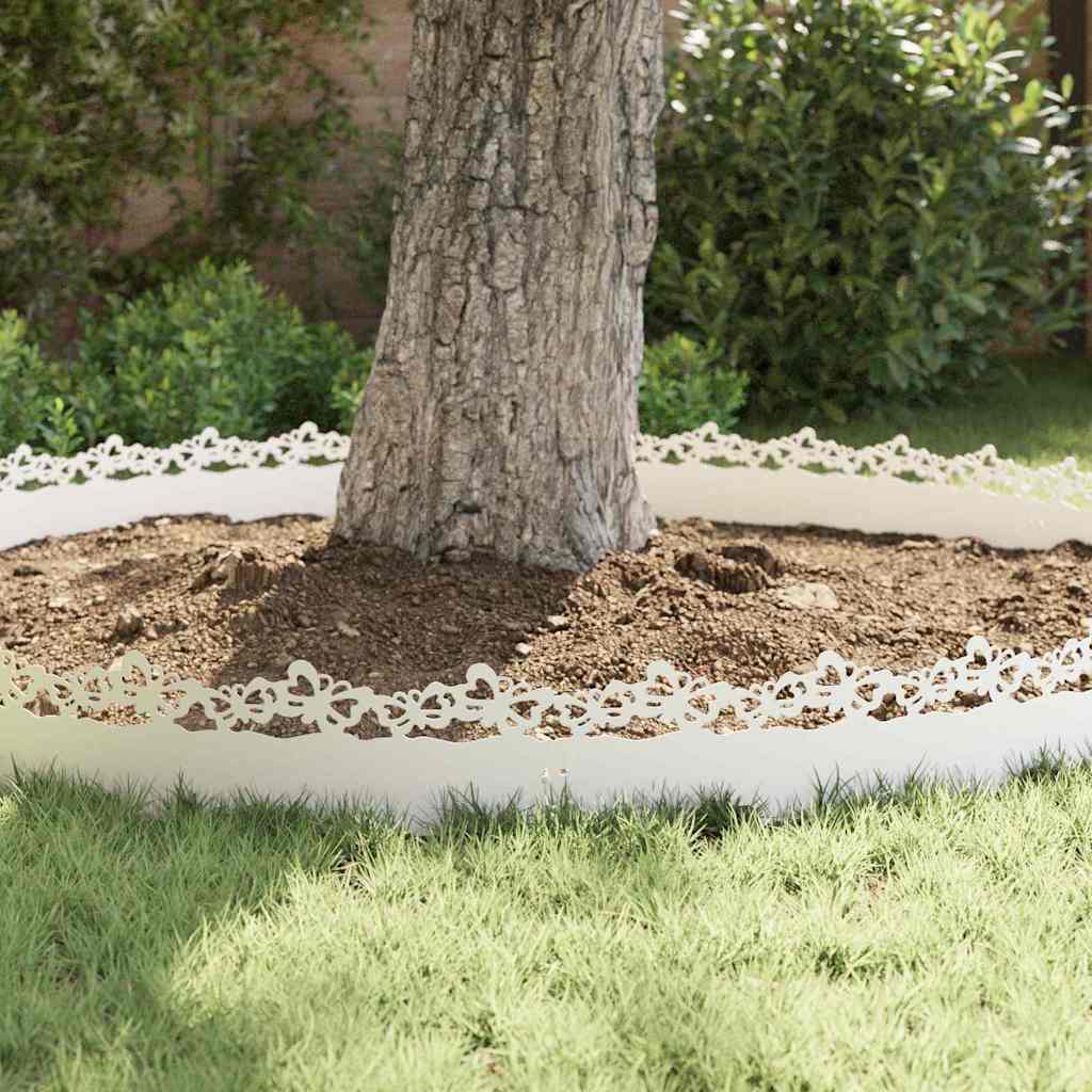 Lawn Edgings 30 pcs White 103 x 0.05 x 22 cm Steel