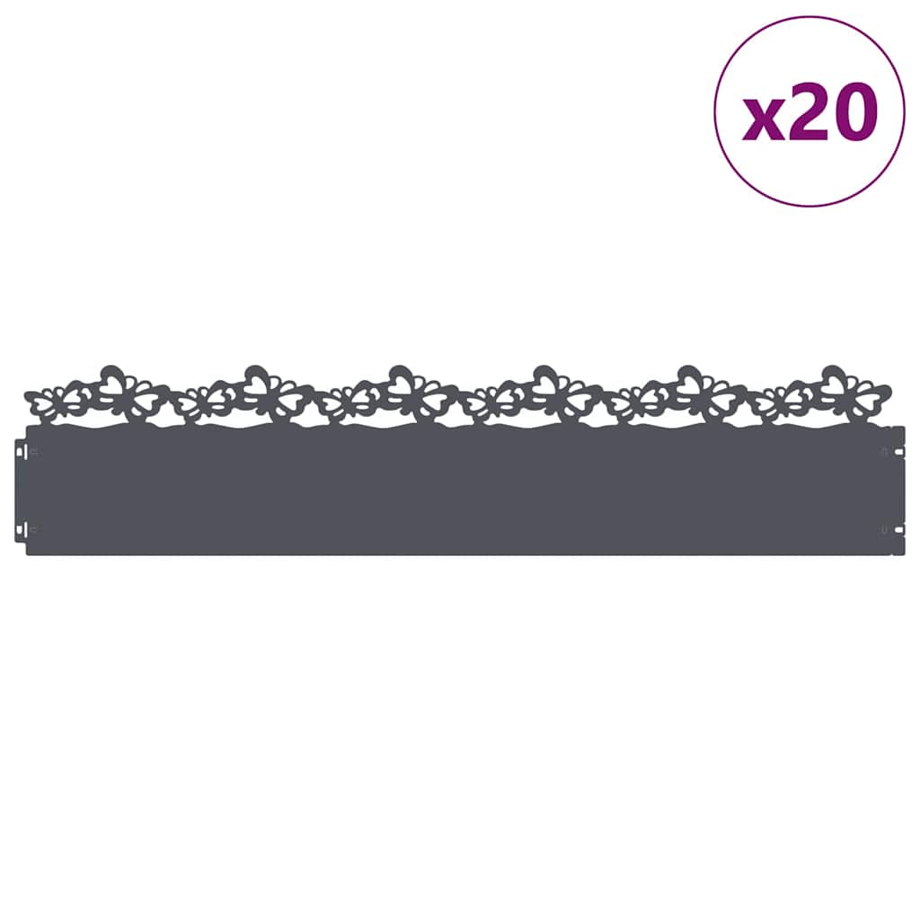 Lawn Edgings 20 pcs Anthracite 103 x 0.05 x 22 cm Steel