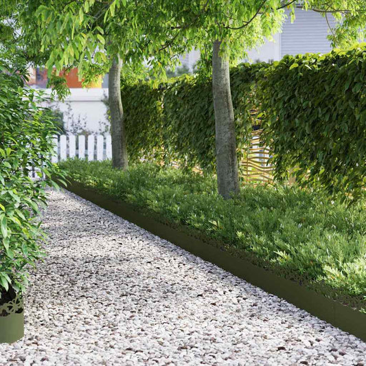 Lawn Edgings 10 pcs 103 x 0.05 x 22 cm Steel Olive Green