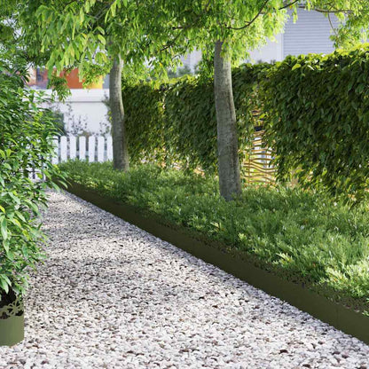 Lawn Edgings 30 pcs Olive Green 103 x 0.05 x 22 cm Steel