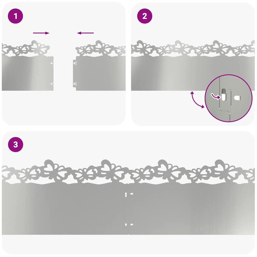 Lawn Edgings 20 pcs Silver 103 x 0.05 x 22 cm Galvanised Steel