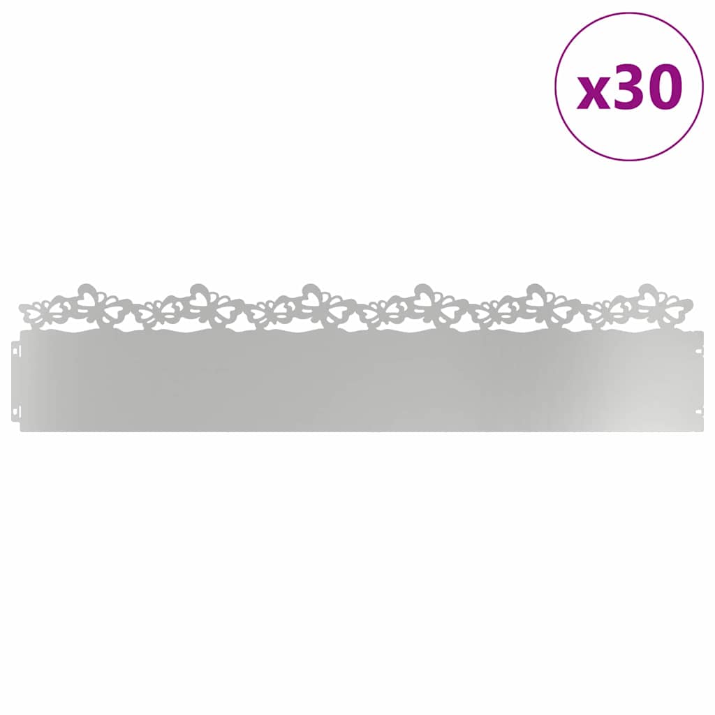 Lawn Edgings 30 pcs Silver 103 x 0.05 x 22 cm Galvanised Steel