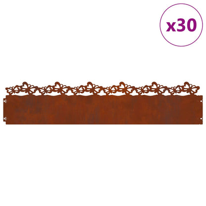 Lawn Edgings 30 pcs 103 x 0.05 x 22 cm Weathering Steel Rusty