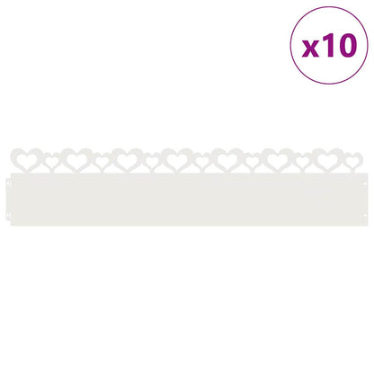 Lawn Edgings 10 pcs White 103 x 0.05 x 22 cm Steel