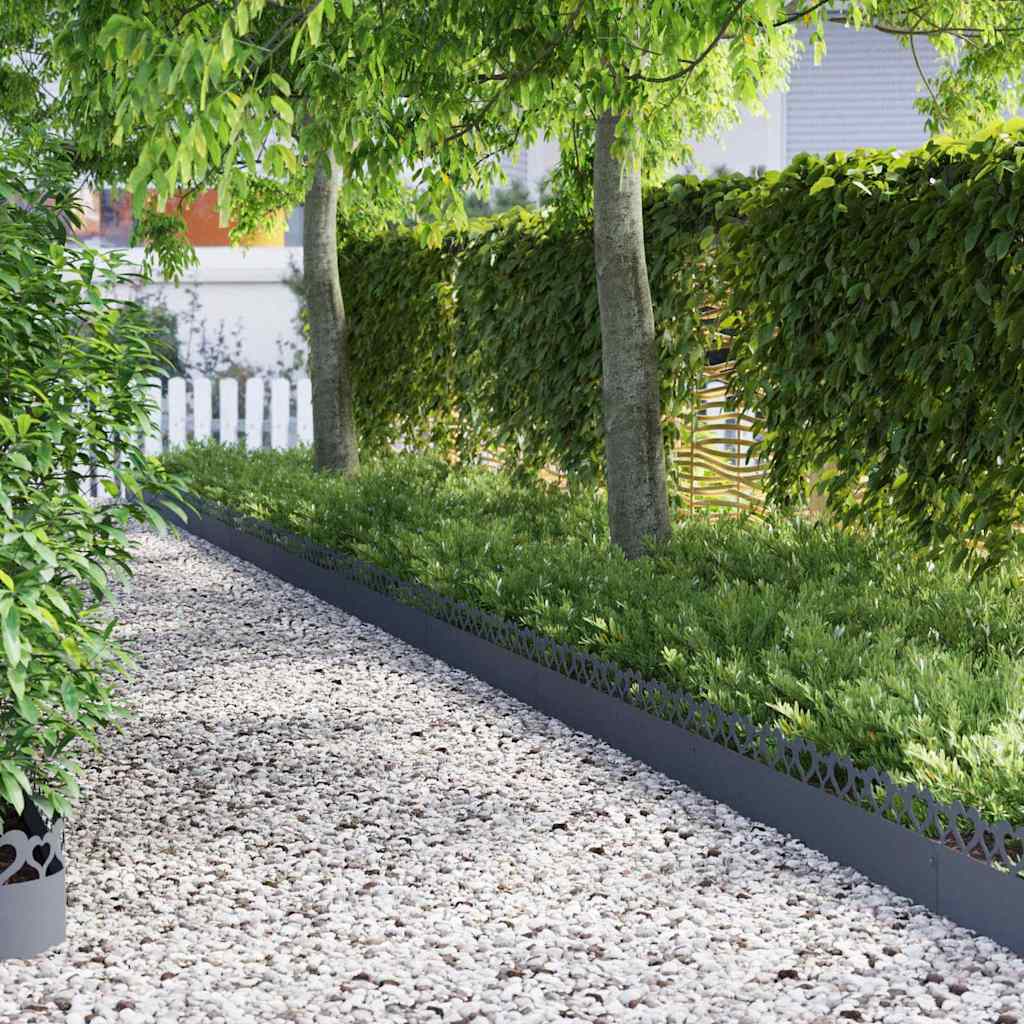 Lawn Edgings 10 pcs Anthracite 103 x 0.05 x 22 cm Steel