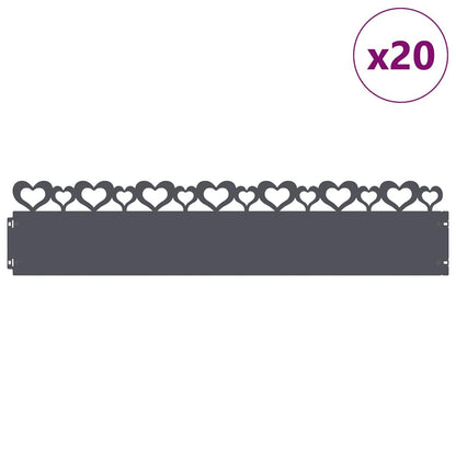 Lawn Edgings 20 pcs Anthracite 103 x 0.05 x 22 cm Steel