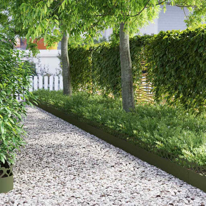 Lawn Edgings 30 pcs Olive Green 103 x 0.05 x 22 cm Steel