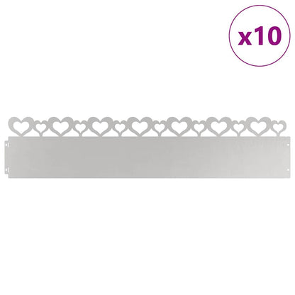 Lawn Edgings 10 pcs Silver 103 x 0.05 x 22 cm Stainless Steel