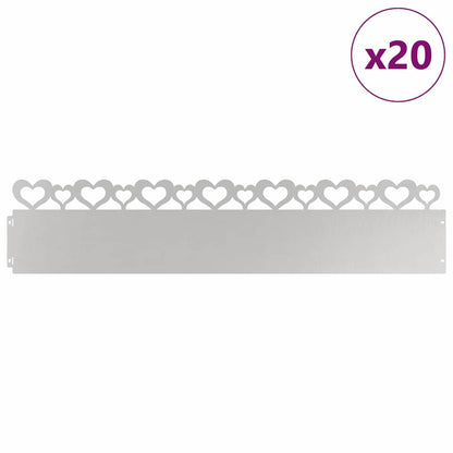 Lawn Edgings 20 pcs Silver 103 x 0.05 x 22 cm Stainless Steel
