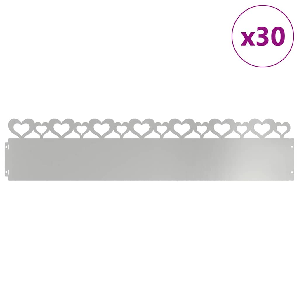Lawn Edgings 30 pcs Silver 103 x 0.05 x 22 cm Galvanised Steel