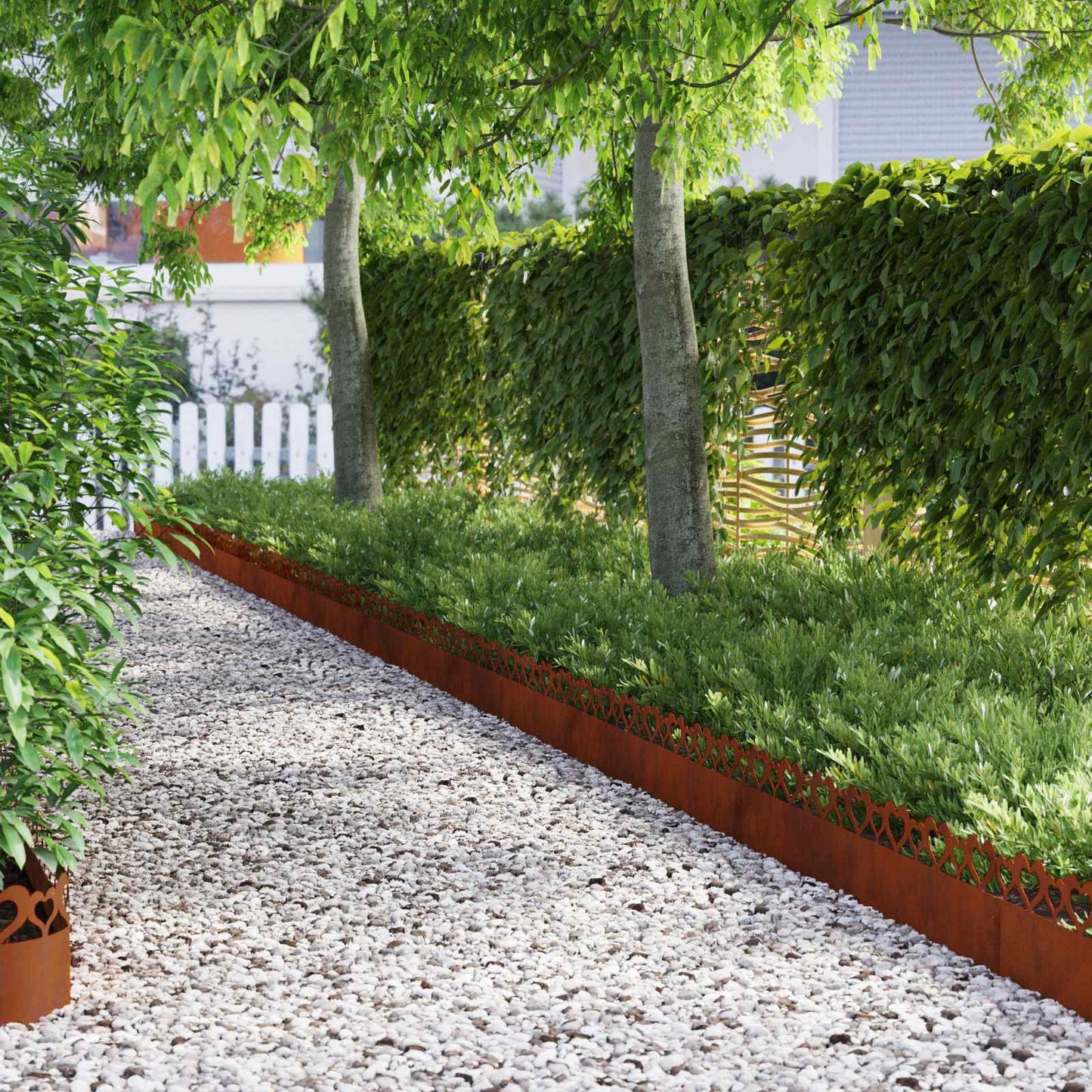 Lawn Edgings 10 pcs 103 x 0.05 x 22 cm Weathering Steel Rusty