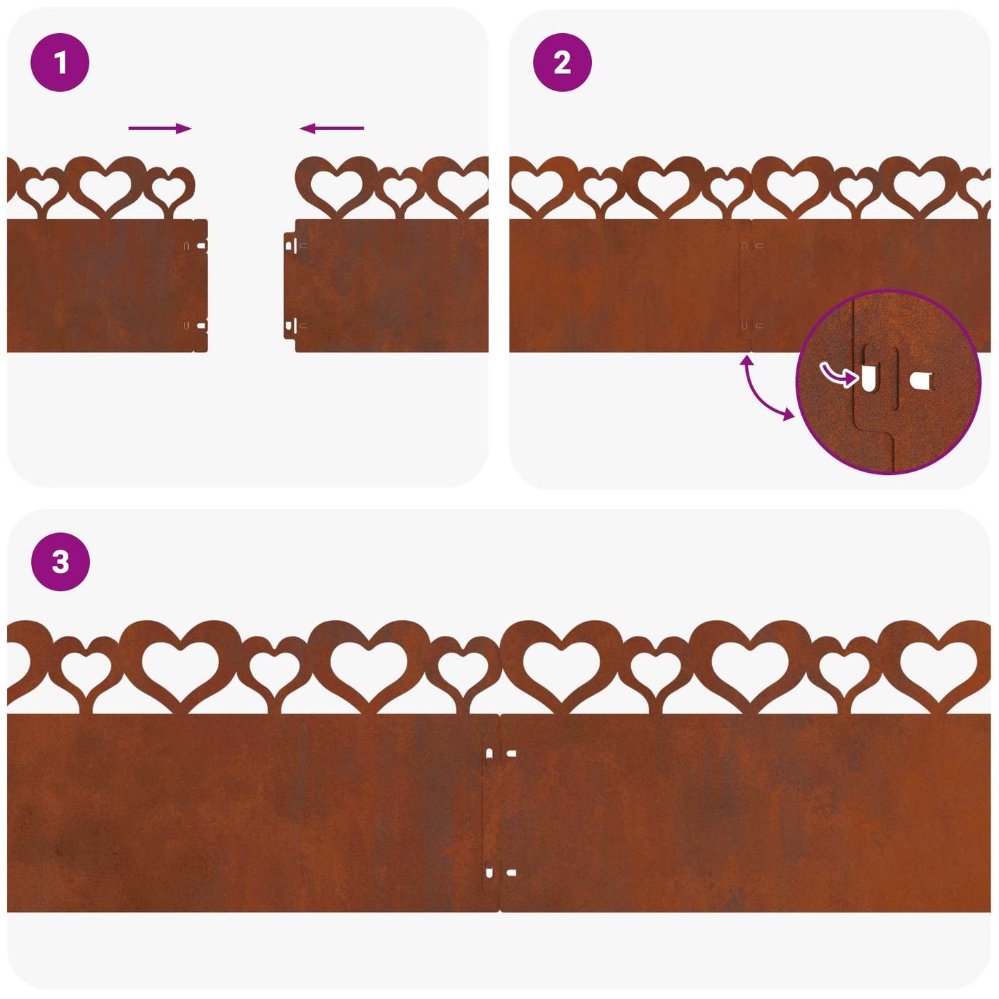 Lawn Edgings 10 pcs 103 x 0.05 x 22 cm Weathering Steel Rusty
