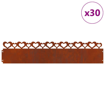 Lawn Edgings 30 pcs 103 x 0.05 x 22 cm Weathering Steel Rusty