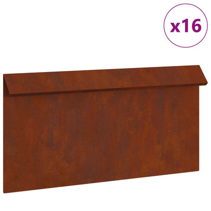 Snail Fence 16 pcs 50 x 3.5 x 25 cm Weathering Steel Rusty