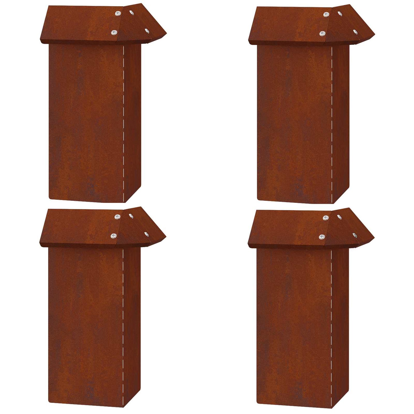 Snail Fence 4 pcs 13.5 x 13.5 x 25 cm Weathering Steel Rusty