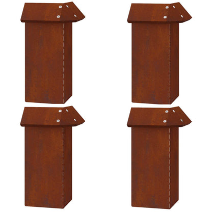 Snail Fence 4 pcs 13.5 x 13.5 x 25 cm Weathering Steel Rusty