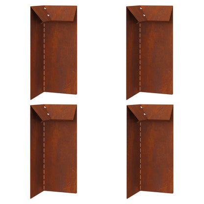 Snail Fence 4 pcs 10 x 10 x 25 cm Weathering Steel Rusty
