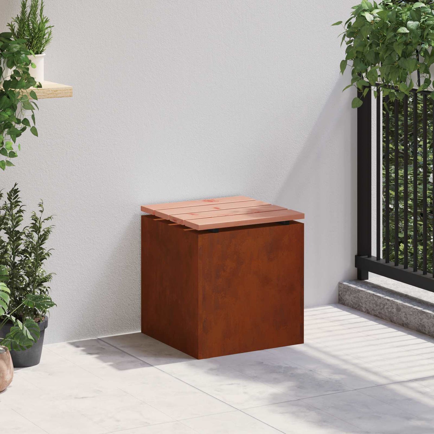 Garden Bench 1 -Seater 40 x 40 x 43 cm Rusty Square