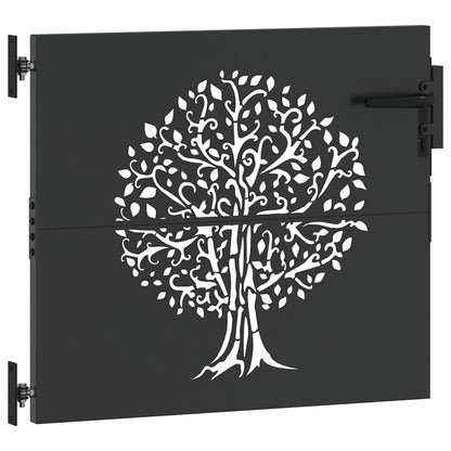 Garden Gate with Lock Black 85 x 100 cm Powder-coated steel