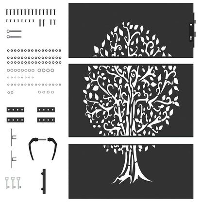 Garden Gate with Lock Black 85 x 125 cm Powder-coated steel