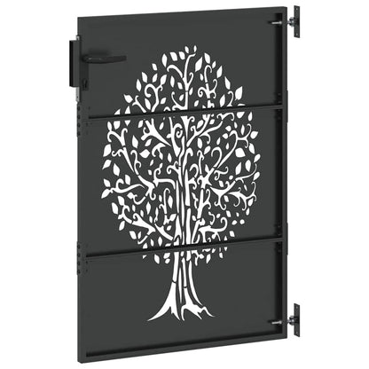 Garden Gate with Lock Black 85 x 125 cm Powder-coated steel