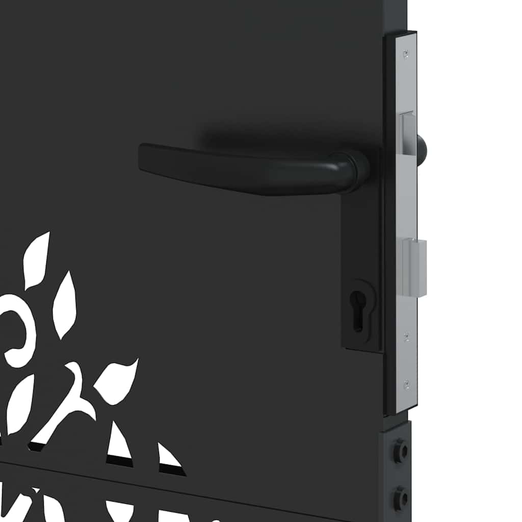 Garden Gate with Lock Black 85 x 150 cm Powder-coated steel