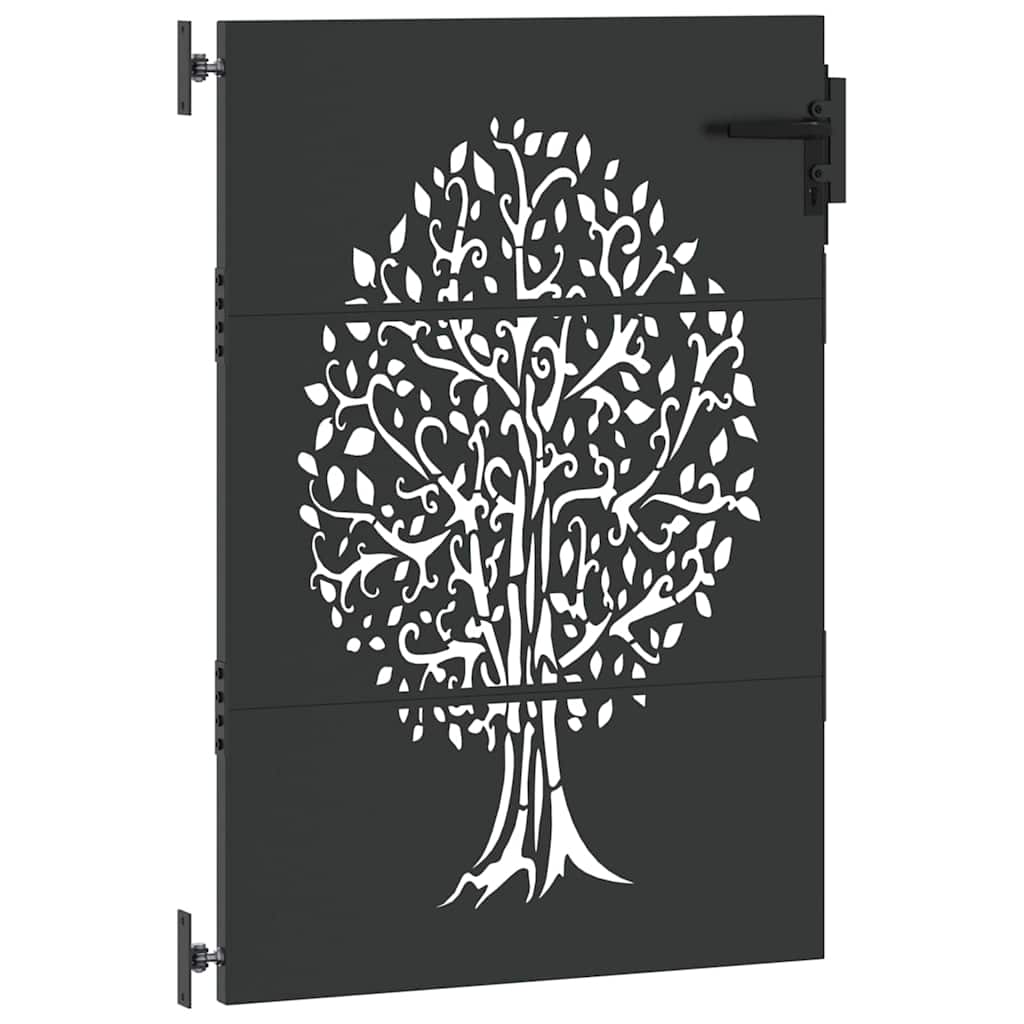 Garden Gate with Lock Black 85 x 150 cm Powder-coated steel