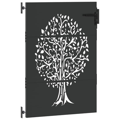 Garden Gate with Lock Black 85 x 150 cm Powder-coated steel