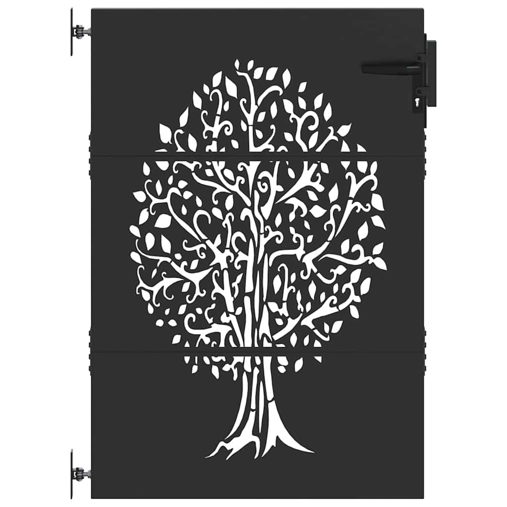 Garden Gate with Lock Black 85 x 150 cm Powder-coated steel