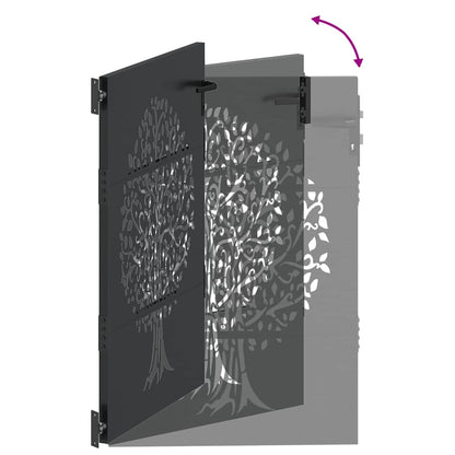 Garden Gate with Lock Black 85 x 150 cm Powder-coated steel