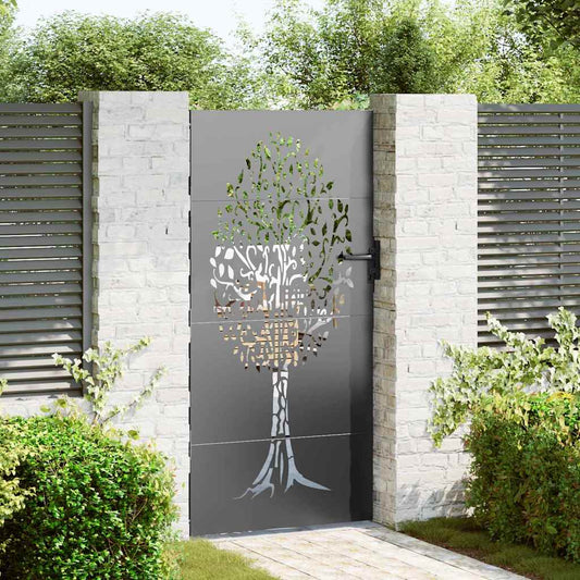 Garden Gate 85 x 200 cm Powder-coated steel Black Lockable