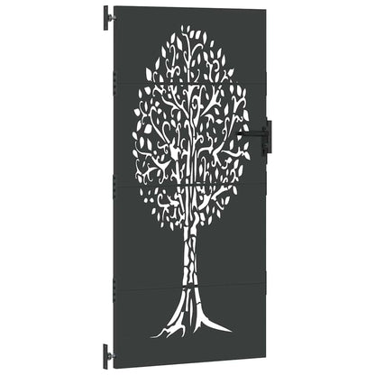 Garden Gate with Lock Black 85 x 200 cm Powder-coated steel