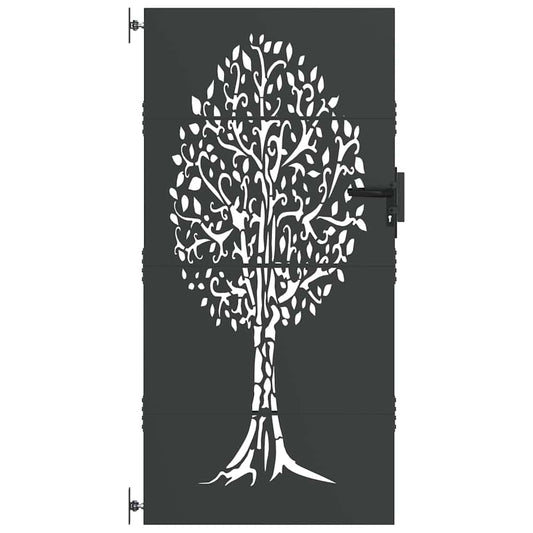 Garden Gate 85 x 200 cm Powder-coated steel Black Lockable