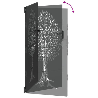 Garden Gate with Lock Black 85 x 200 cm Powder-coated steel