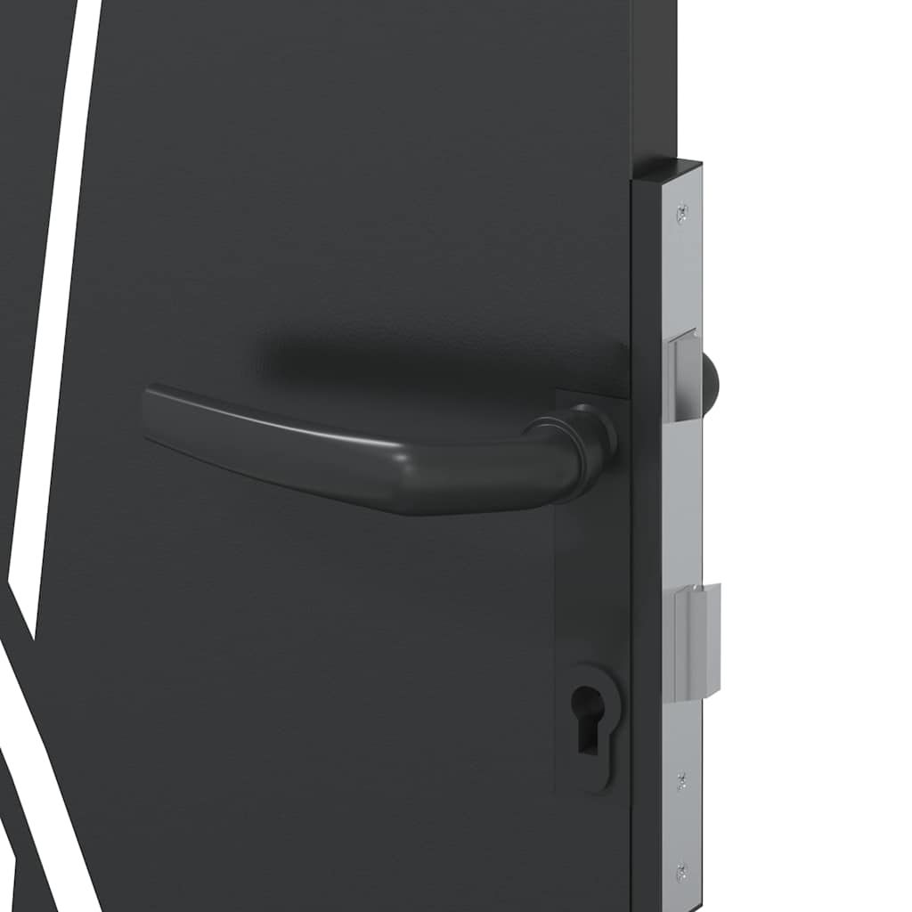 Garden Gate with Lock Black 85 x 175 cm Powder-coated steel