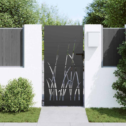 Garden Gate with Lock Black 85 x 175 cm Powder-coated steel