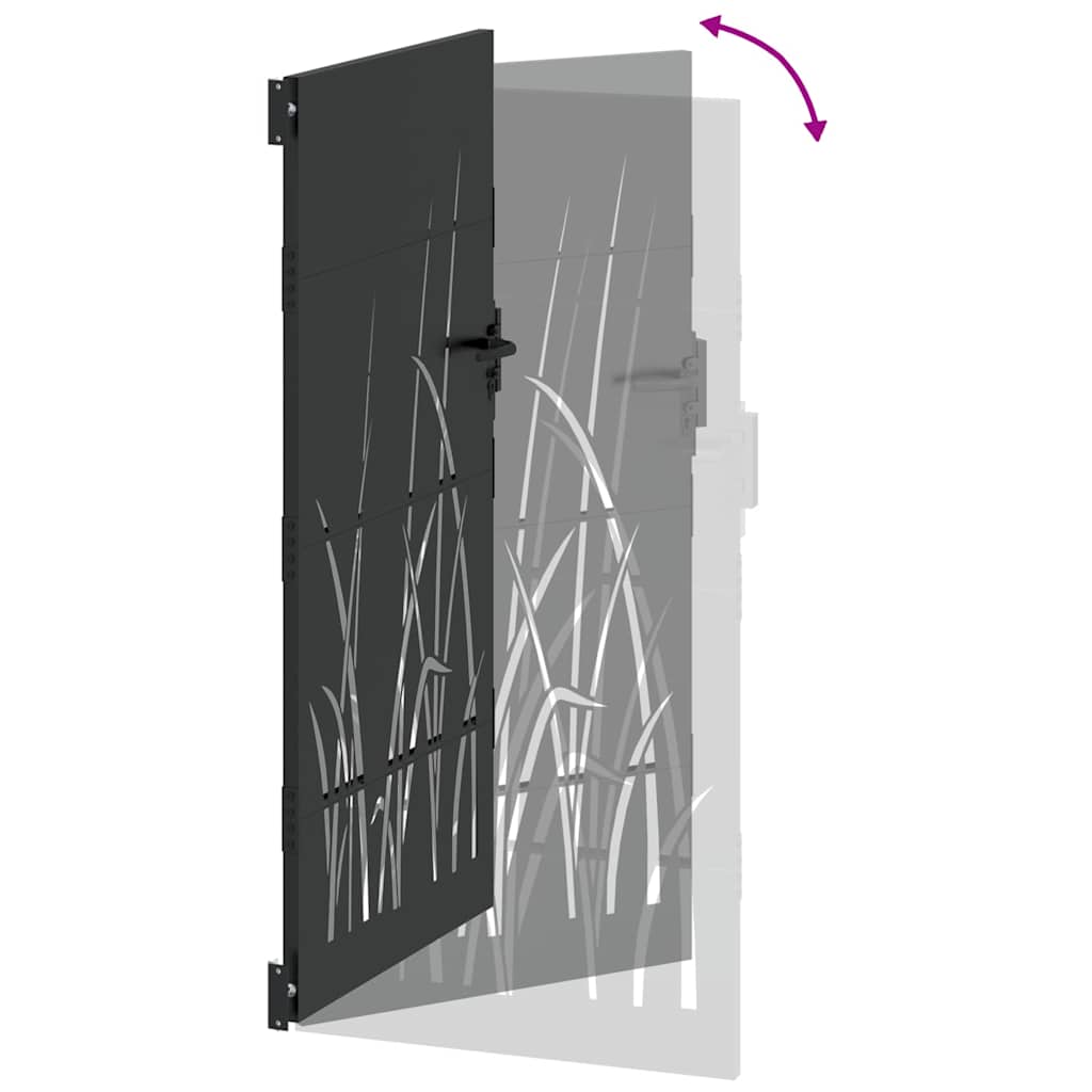 Garden Gate with Lock Black 85 x 175 cm Powder-coated steel