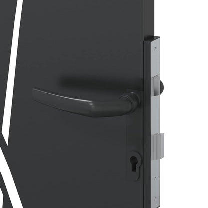 Garden Gate with Lock Black 85 x 200 cm Powder-coated steel