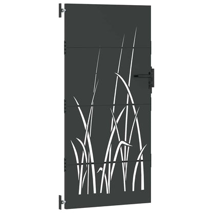Garden Gate with Lock Black 85 x 200 cm Powder-coated steel