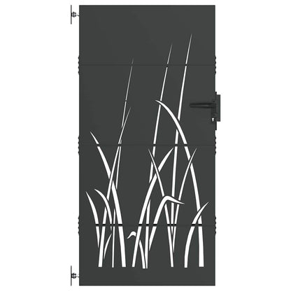 Garden Gate with Lock Black 85 x 200 cm Powder-coated steel