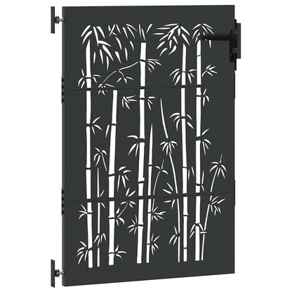 Garden Gate with Lock Black 85 x 150 cm Powder-coated steel
