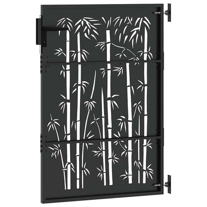 Garden Gate with Lock Black 85 x 150 cm Powder-coated steel