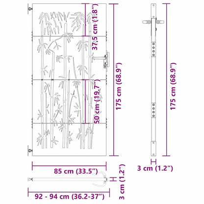 Garden Gate 85 x 175 cm Powder-coated steel Black Lockable