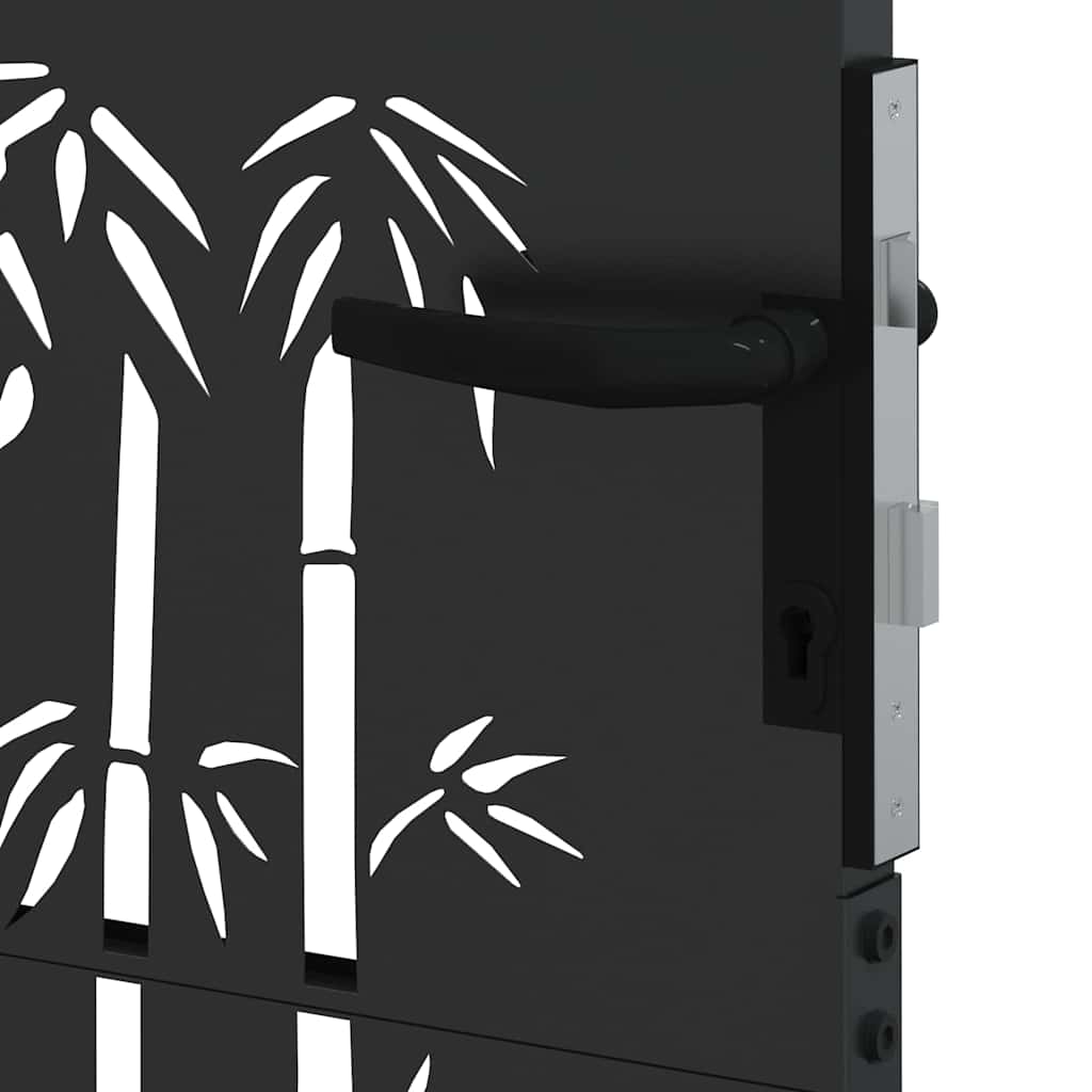 Garden Gate with Lock Black 85 x 200 cm Powder-coated steel