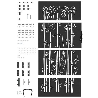 Garden Gate with Lock Black 85 x 200 cm Powder-coated steel