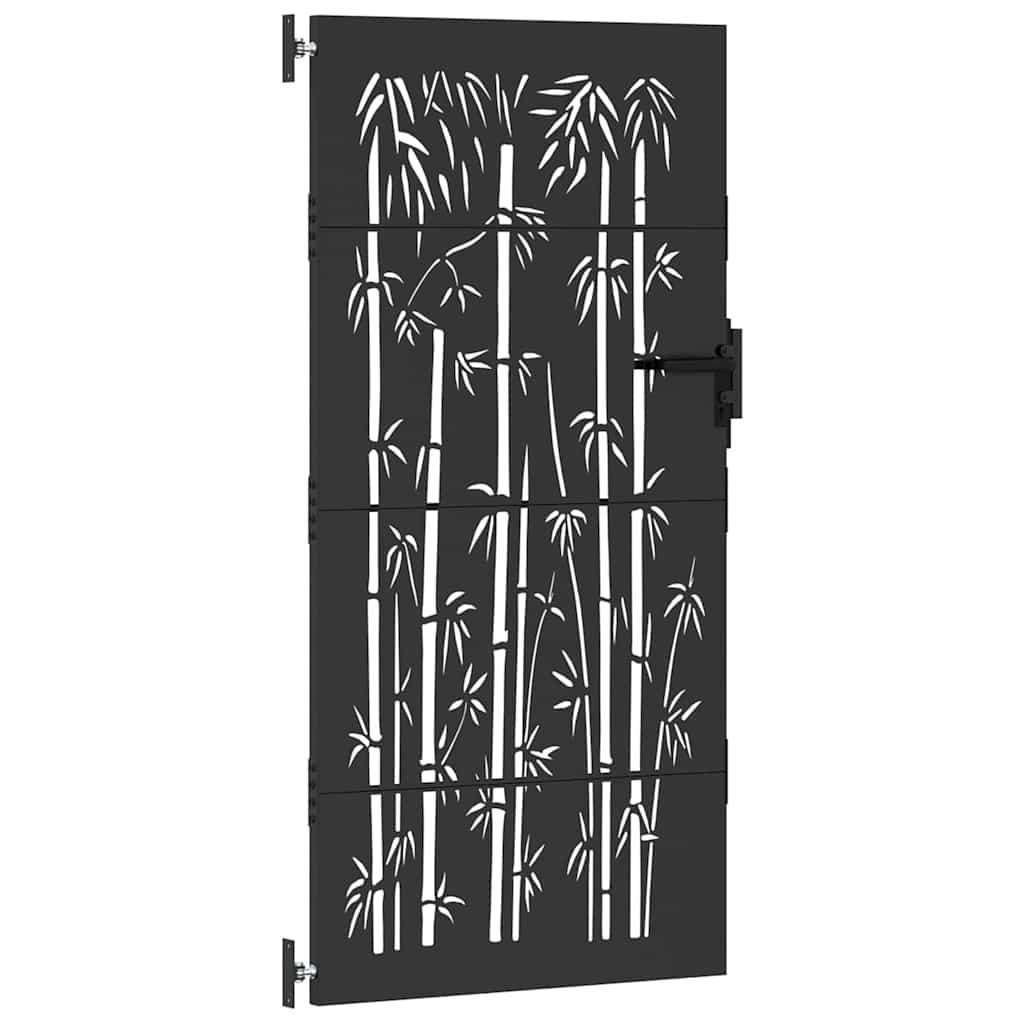 Garden Gate with Lock Black 85 x 200 cm Powder-coated steel