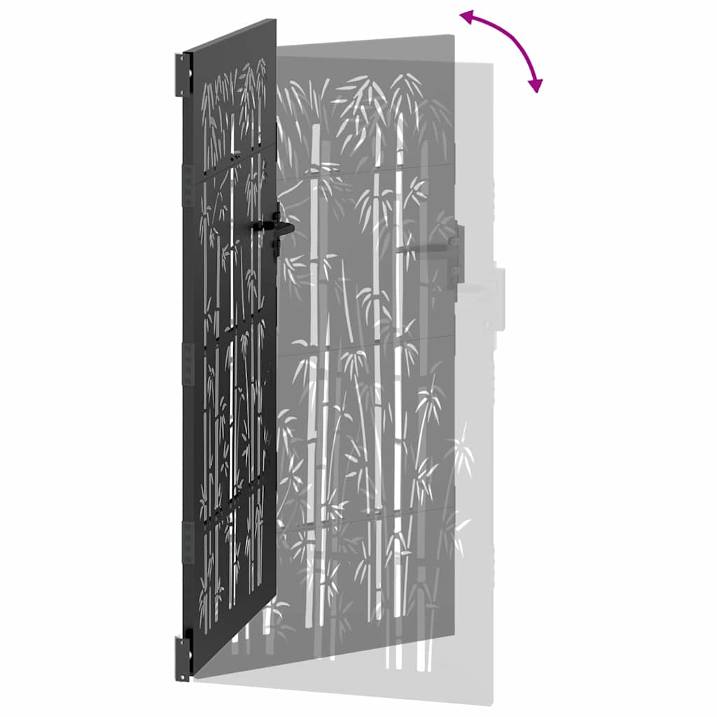 Garden Gate with Lock Black 85 x 200 cm Powder-coated steel