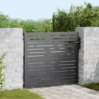 Garden Gate with Lock Black 85 x 100 cm Powder-coated steel